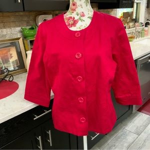 Coldwater Creek Dark Pink 5 Button Blazer Jacket Lined Size 16 Embroidered